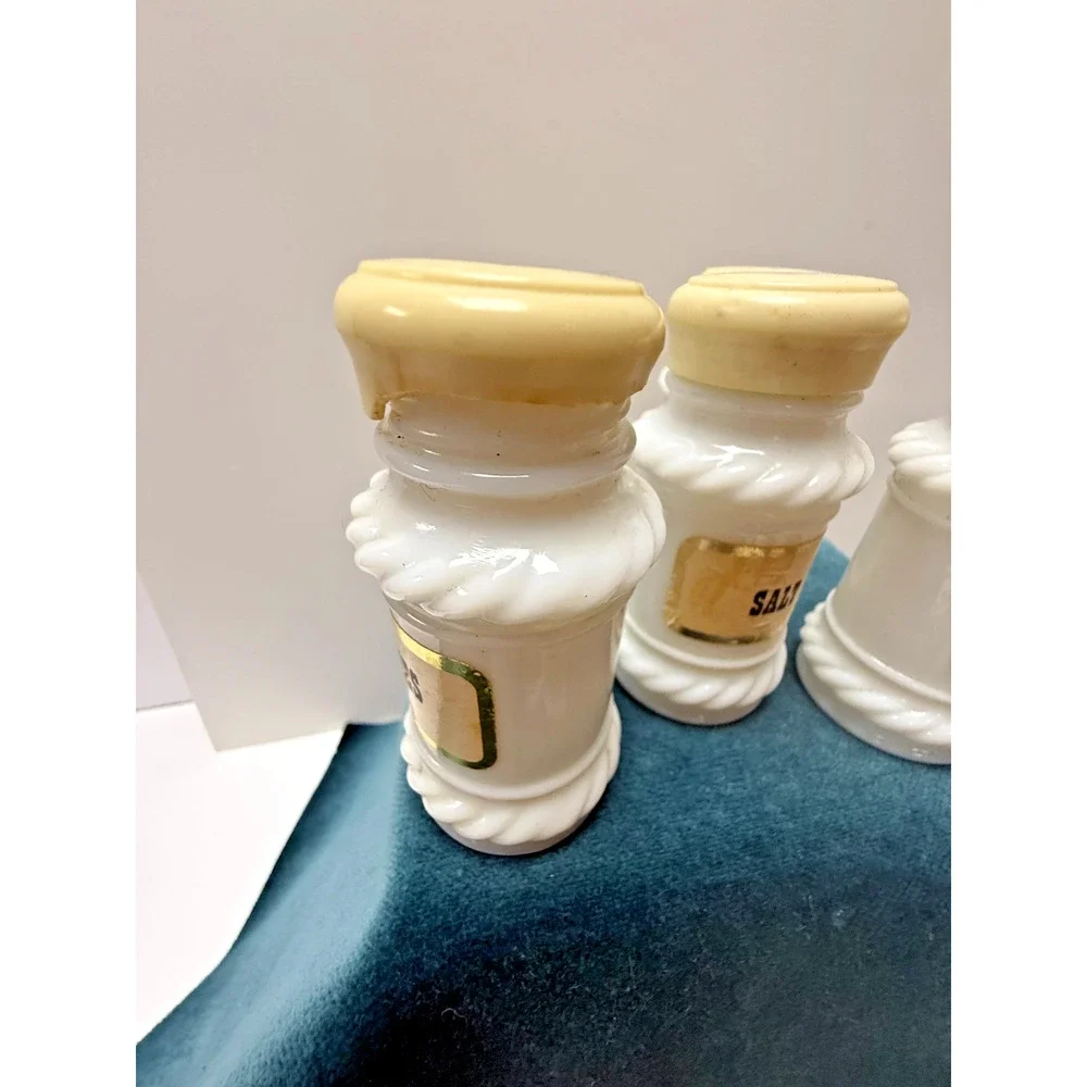 Vintage Milk Glass Spice Jars Set Of 12 With Lids Retro Kitchen Storage